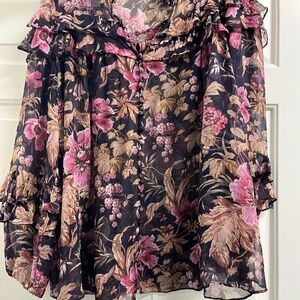 Zimmermann Floral Ruffled Relaxed Fit Blouse size12-14